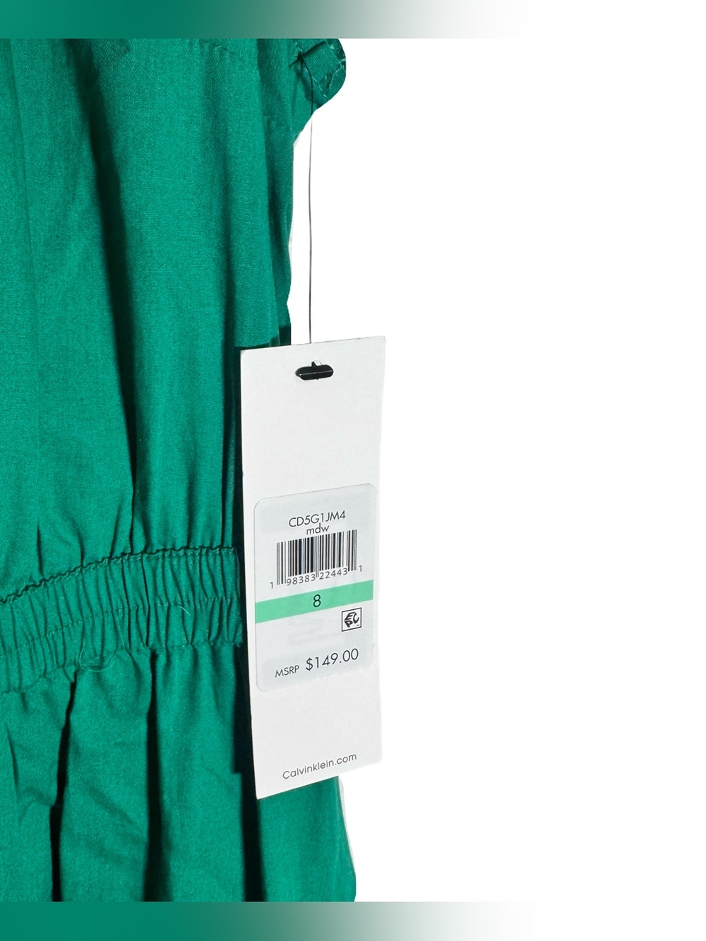 Calvin Klein Midi Dress Women's 8 Cutout Cotton Emerald Sleeveless Vacation NWT - Picture 6 of 6